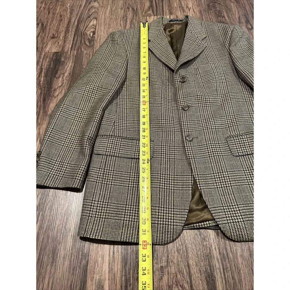 Chaps Ralph Lauren Suit Jacket Mens 40R Plaid  Wool Blazer Houndstooth